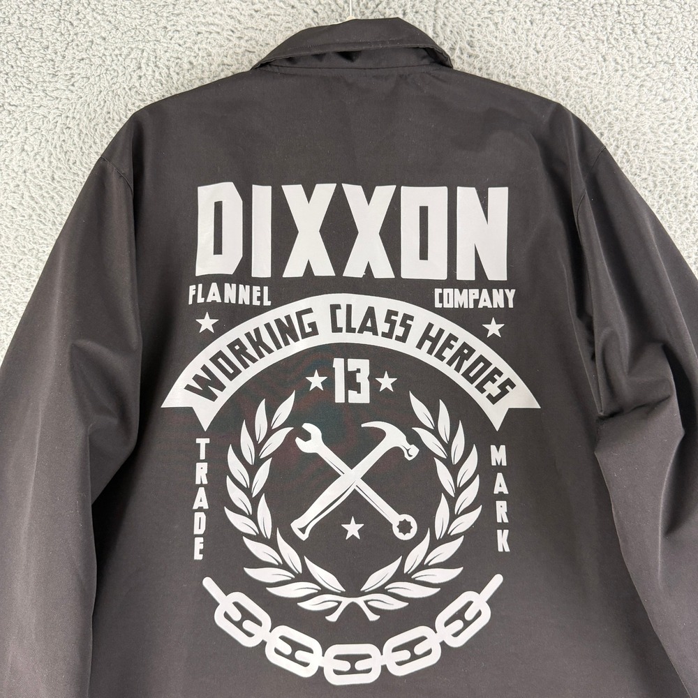 Dixxon Working Class Heroes Coaches Jacket Mens XL Black Snap Front Windbreakerr - Picture 13 of 14